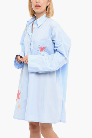 Vestito Camicia A maniche Lunghe Ricamato