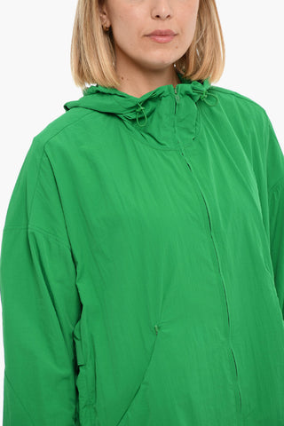 Giacca A Vento Asimmetrica Con Cappuccio e Zip