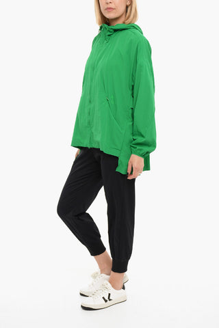 Giacca A Vento Asimmetrica Con Cappuccio e Zip