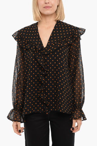 Blusa JYTTA Con Collo A V E Stampa A Pois