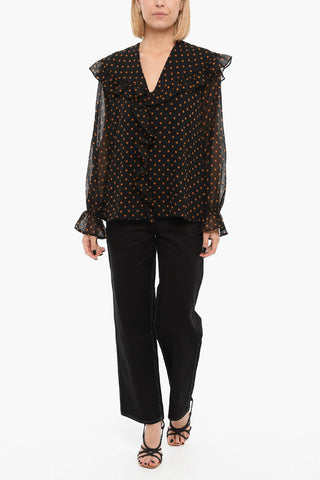 Blusa JYTTA Con Collo A V E Stampa A Pois