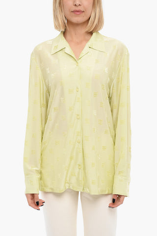 Camicia A Maniche Lunghe Con Logo In Velluto Allover