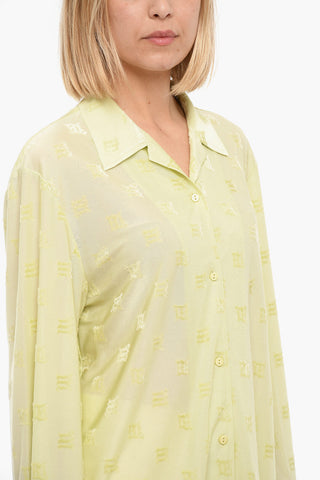 Camicia A Maniche Lunghe Con Logo In Velluto Allover