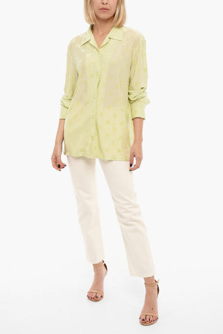 Camicia A Maniche Lunghe Con Logo In Velluto Allover