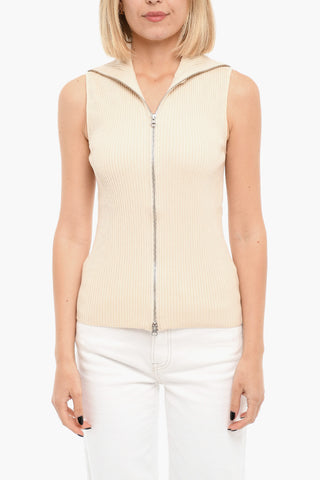 Top Smanicato Con Zip A Collo Alto