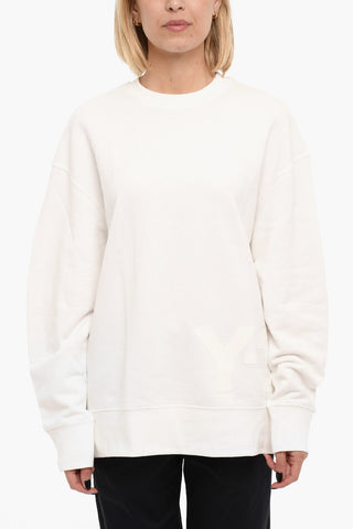 ADIDAS Logo Print Brushed Cotton Crewneck Sweatshirt
