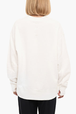 ADIDAS Logo Print Brushed Cotton Crewneck Sweatshirt