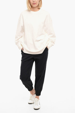 ADIDAS Logo Print Brushed Cotton Crewneck Sweatshirt
