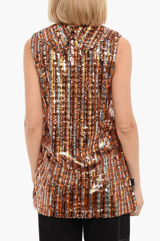Sleeveless V Neck LIV Top With Sequins