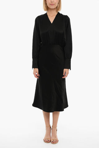 V Neck Long Sleeved KAMO Maxi Dress