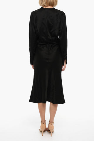 V Neck Long Sleeved KAMO Maxi Dress