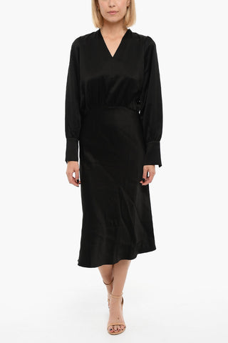V Neck Long Sleeved KAMO Maxi Dress