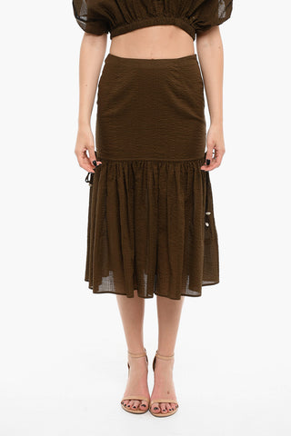 Cotton Flared Skirt with Side Zip