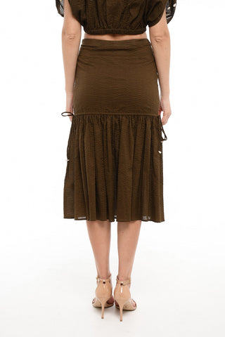 Cotton Flared Skirt with Side Zip
