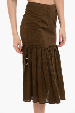 Cotton Flared Skirt with Side Zip