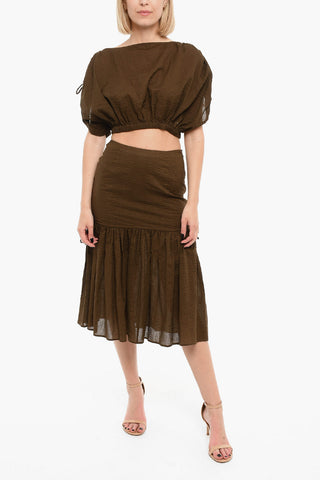 Cotton Flared Skirt with Side Zip