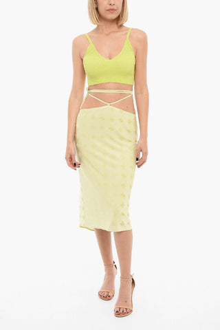 Longuette Skirt With Allover Velour Logo