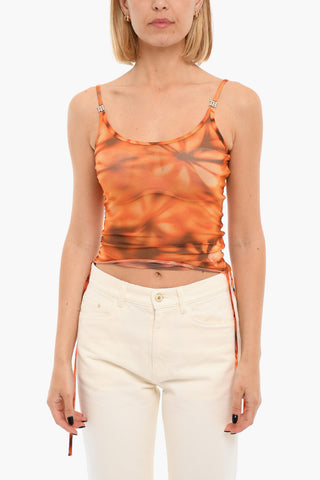 Top Senza Maniche Sheer con Coulisse
