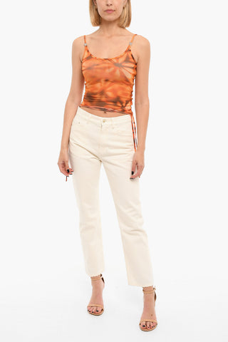 Top Senza Maniche Sheer con Coulisse