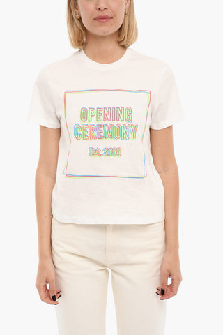 Embroidered Logo Cropped Short Sleeved T-shirt