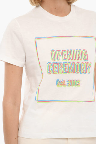 Embroidered Logo Cropped Short Sleeved T-shirt