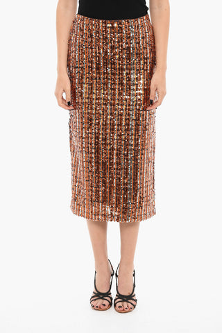 Longuette LIV Skirt With Side Slit And sequins
