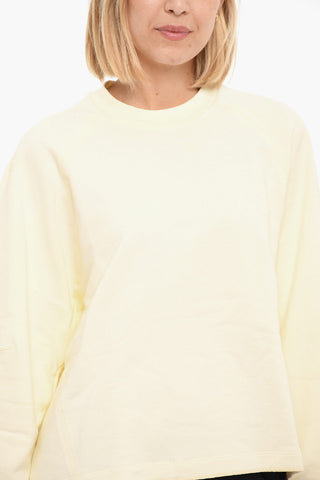 ADIDAS Logo Print Brushed Cotton Crewneck Sweatshirt