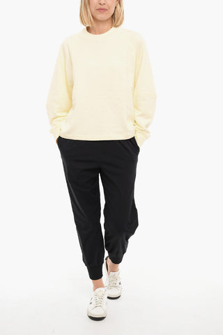 ADIDAS Logo Print Brushed Cotton Crewneck Sweatshirt