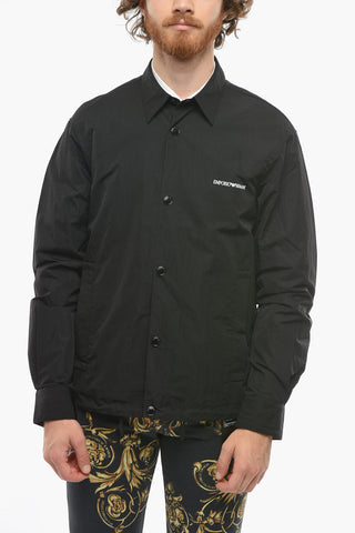 EMPORIO Drawstringed Overshirt with Contrasting Logo Print