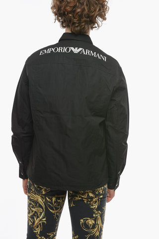 EMPORIO Drawstringed Overshirt with Contrasting Logo Print