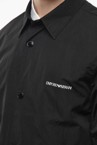 EMPORIO Drawstringed Overshirt with Contrasting Logo Print