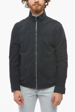EMPORIO Giubbotto Zip Up in Suede con Cuciture a Vista