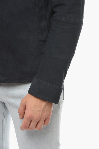 EMPORIO Giubbotto Zip Up in Suede con Cuciture a Vista