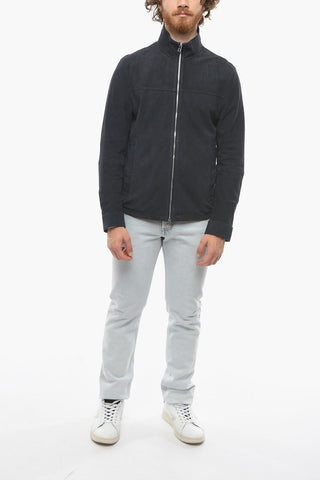 EMPORIO Giubbotto Zip Up in Suede con Cuciture a Vista