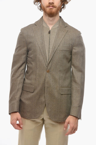 ID Herringbone Silk Blazer with Removable Chest Piece