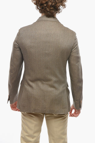 ID Herringbone Silk Blazer with Removable Chest Piece