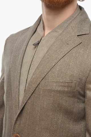 ID Herringbone Silk Blazer with Removable Chest Piece