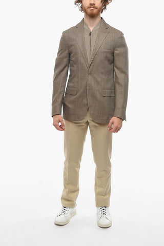 ID Herringbone Silk Blazer with Removable Chest Piece