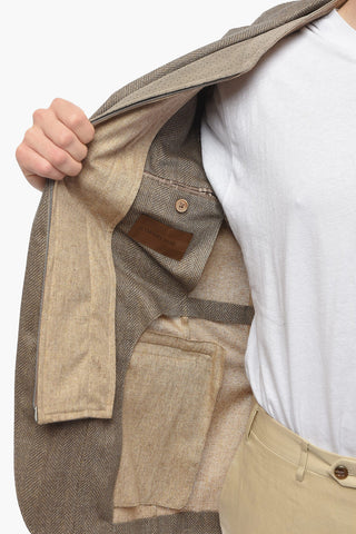 ID Herringbone Silk Blazer with Removable Chest Piece