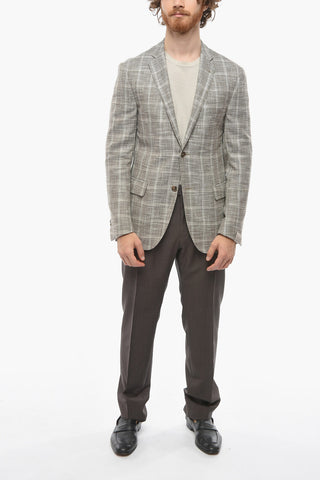 Cotton Blend GATE Windowpane Check Blazer