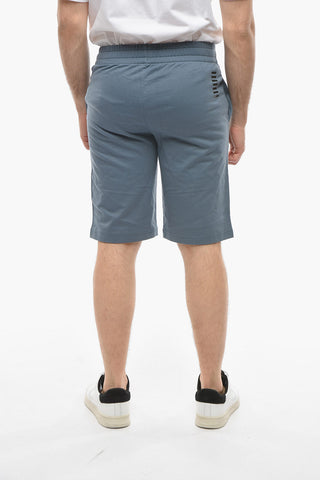 EMPORIO EA7 Shorts Sportivi con Stampa Logo e Righe Laterali