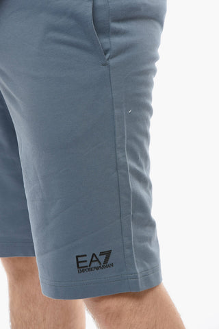 EMPORIO EA7 Shorts Sportivi con Stampa Logo e Righe Laterali