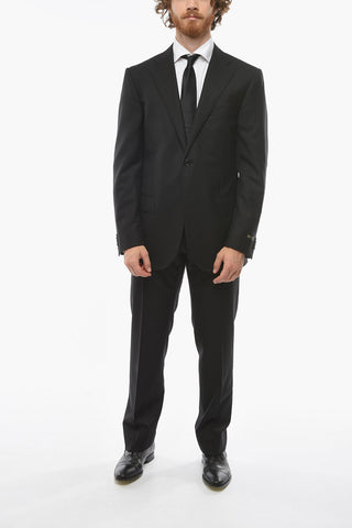 Extrafine-virgin-wool LEADER Suit with Notch Lapel