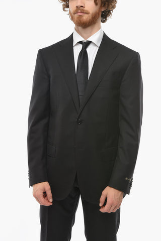Extrafine-virgin-wool LEADER Suit with Notch Lapel