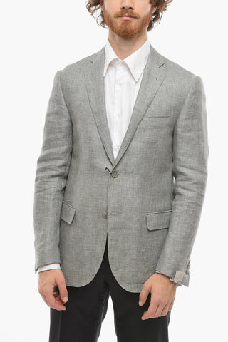 Blazer in Lino GATE con Motivo Micro Pied de Poule