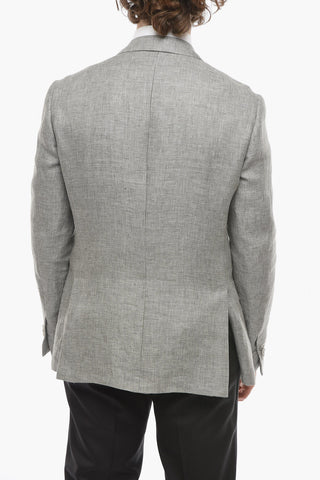 Blazer in Lino GATE con Motivo Micro Pied de Poule