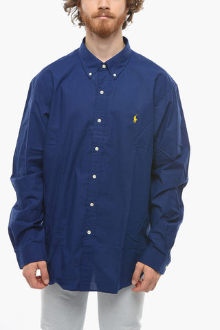 Cotton-poplin Slim-fitting Shirt with Embroidered Logo