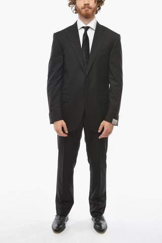 Virgini-wool-twill LEADER Suit with Notch Lapel