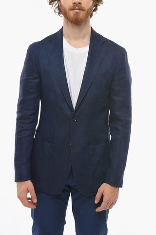 CC COLLECTION Blazer 2 Bottoni REFINED in Lino Herringbone
