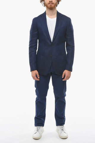 CC COLLECTION Blazer 2 Bottoni REFINED in Lino Herringbone